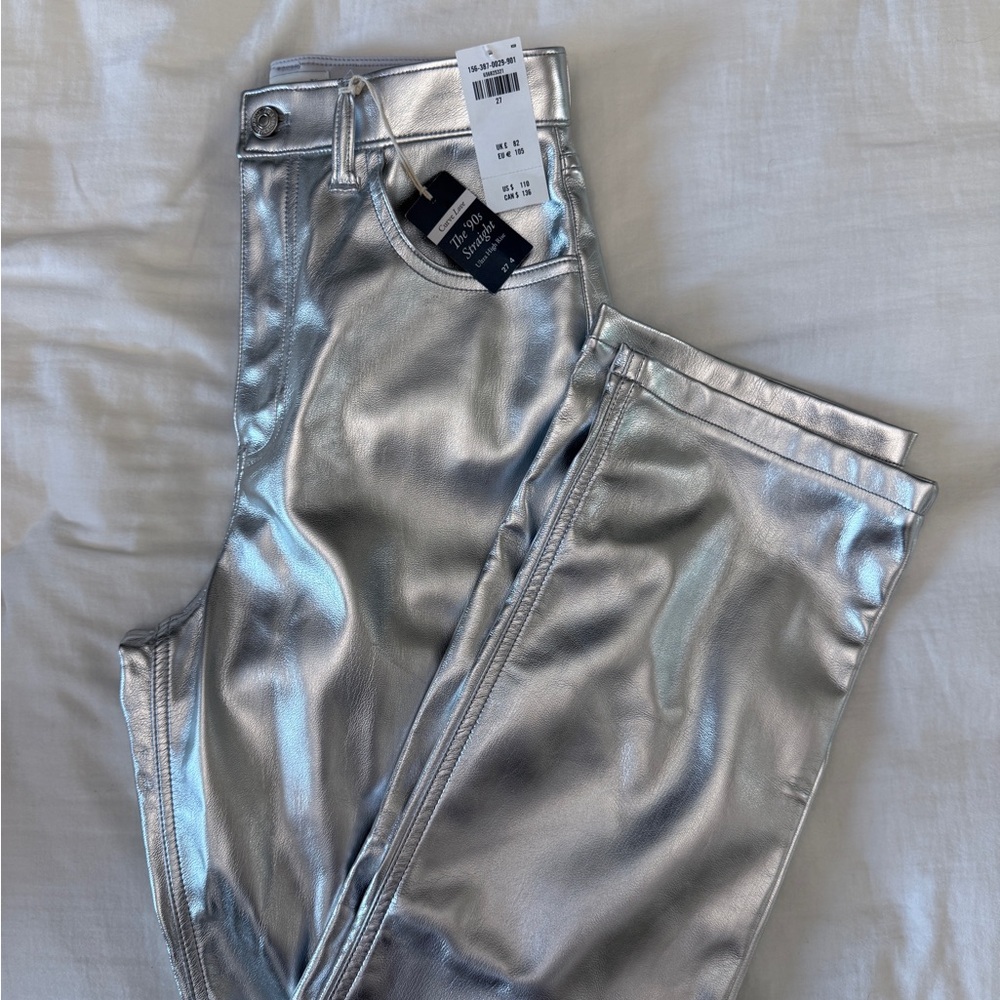 Silver Metallic Pants (Abercrombie & Fitch Curve love - The 90’s straight)